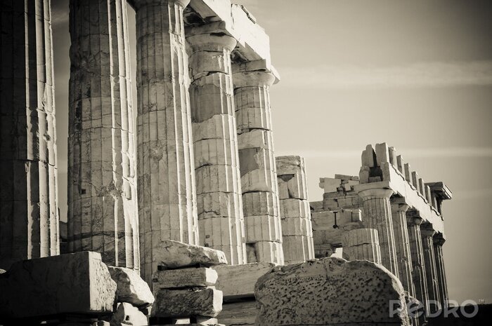 Poster Griechische antike Säulen im Tempel