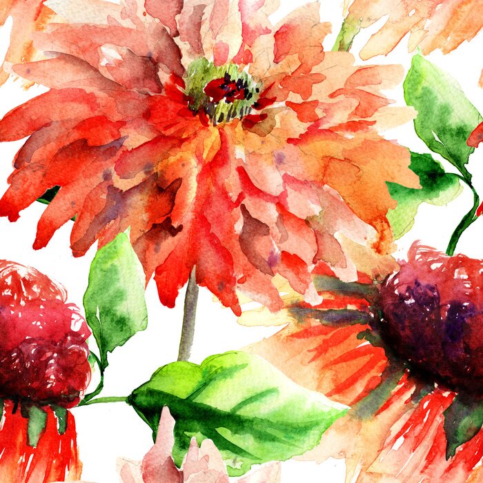 Poster Große  mit Farbe bemalte Blumen