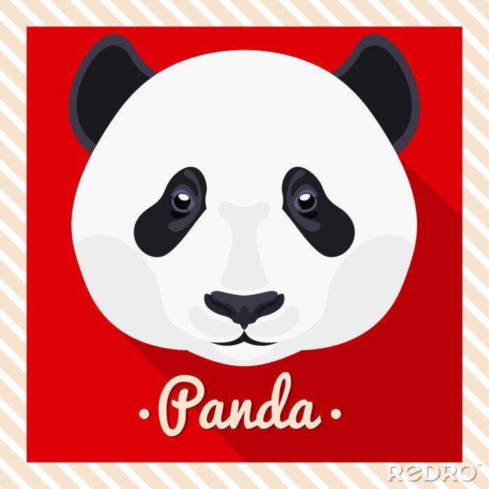 Poster Großer Panda auf rotem Hintergrund