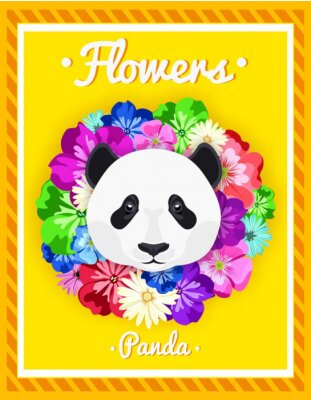 Poster Großer Panda in Blumen