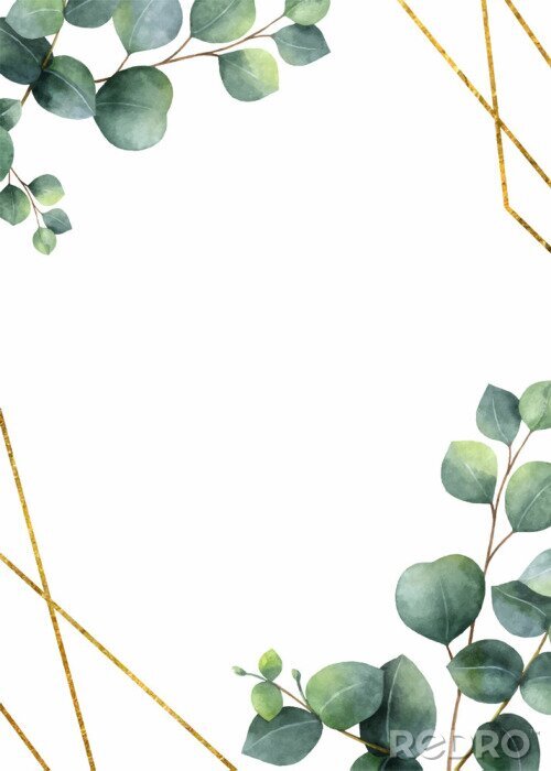 Poster Grüne Eukalyptusblätter bilden einen Rahmen