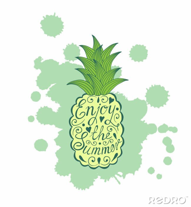Poster Grüne Grafik mit Ananas