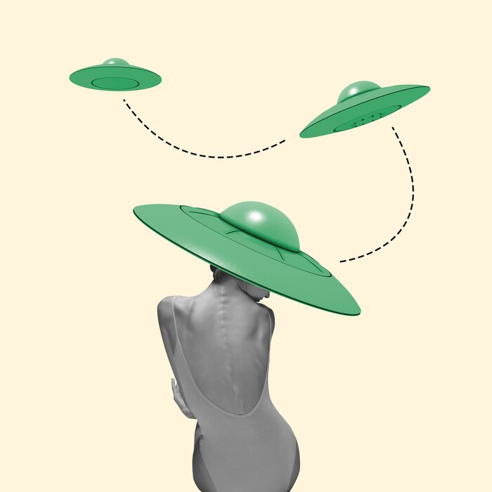 Poster Grüne UFO-Collage