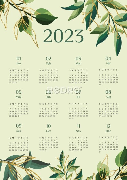 Poster Grüner Kalender 2023
