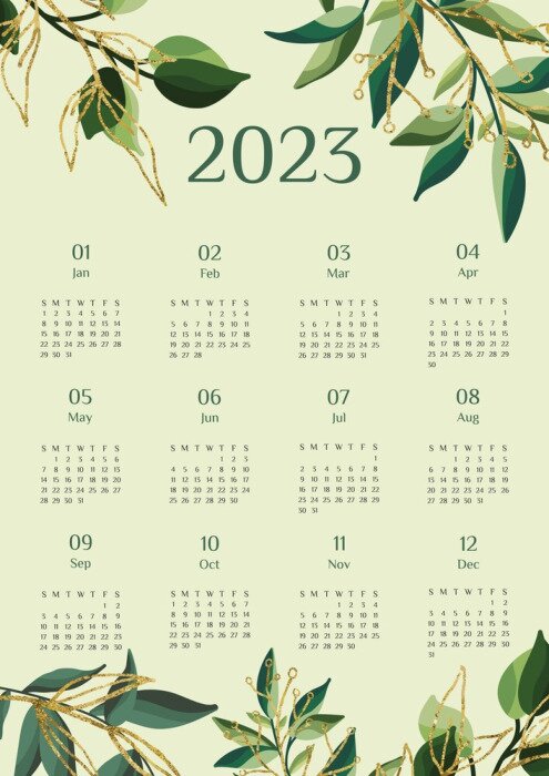Poster Grüner Kalender 2023