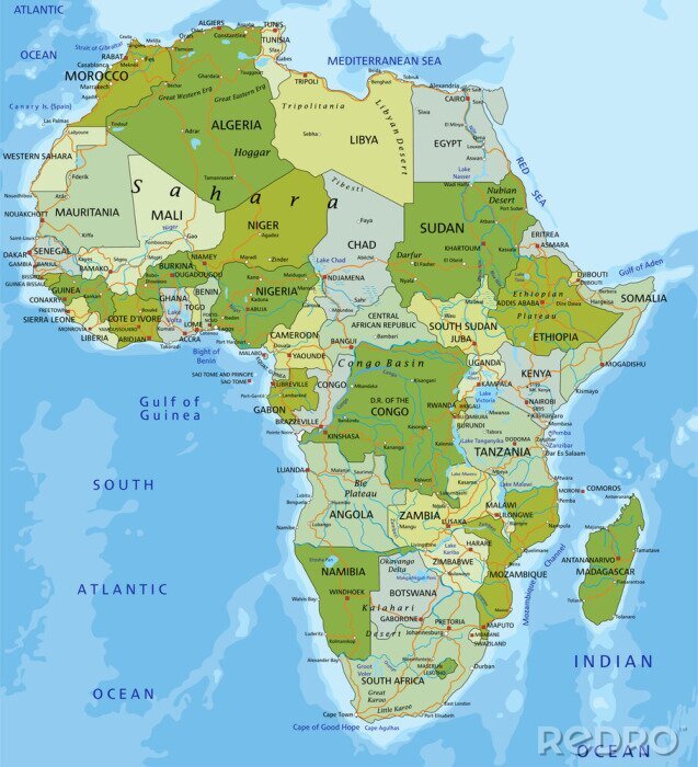 Poster Grünes Afrika auf der Karte
