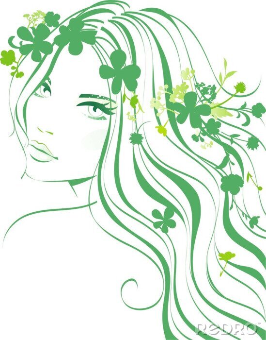 Poster Grünes Bild mit einer Frau