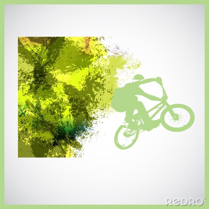 Poster Grünes Motiv mit Fahrrad