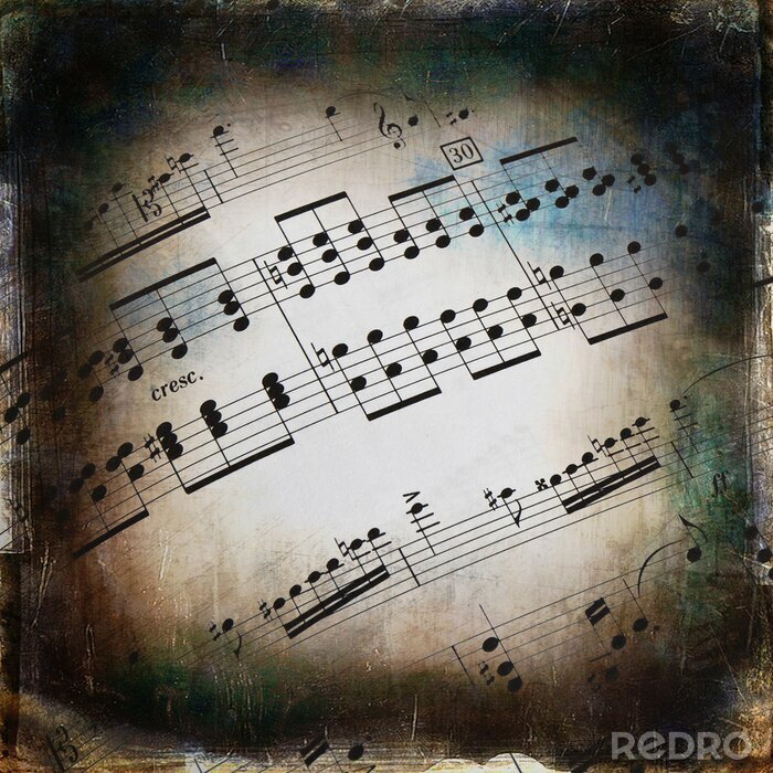 Poster Grunge Textur von Papier mit Musik