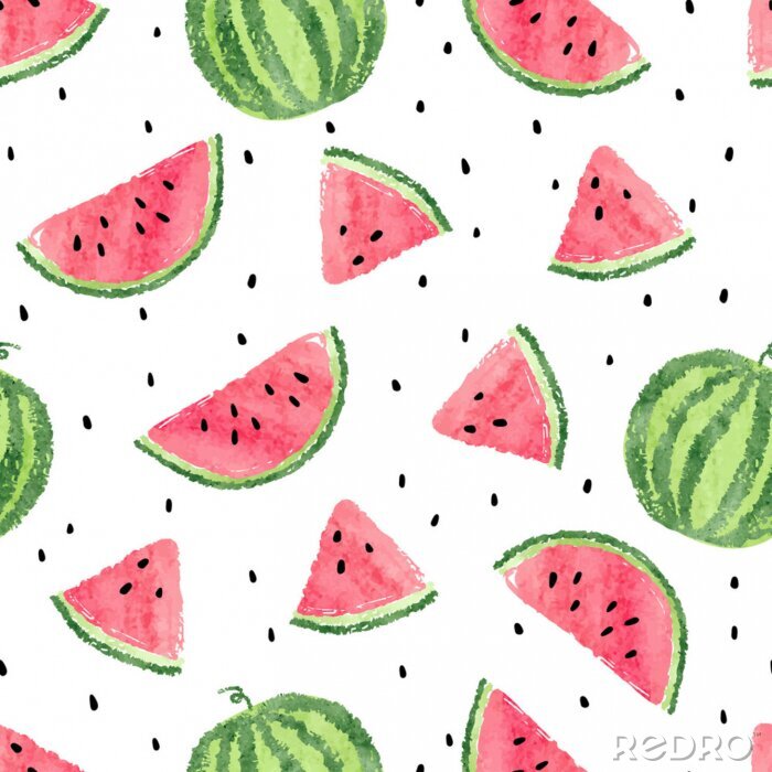 Poster Hälften und Viertel von Wassermelonen