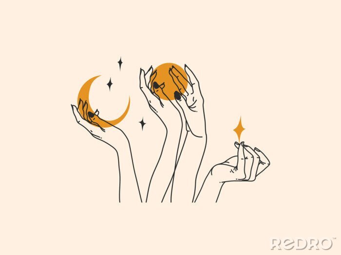 Poster Hände halten den Mond und die Sterne