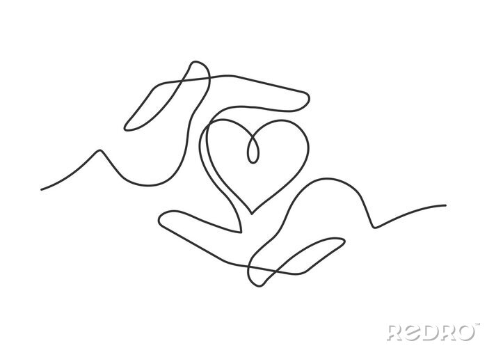 Poster hands heart one line