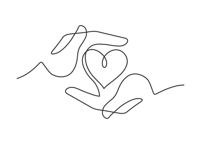 Poster hands heart one line
