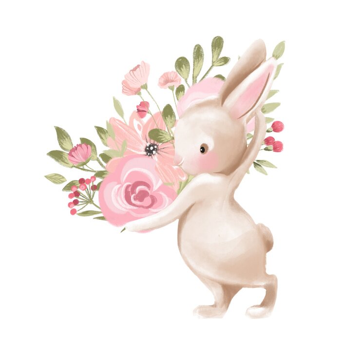 Poster Hase mit Blumen