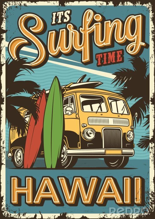 Poster Hawaiianisches Retro-Fahrzeug