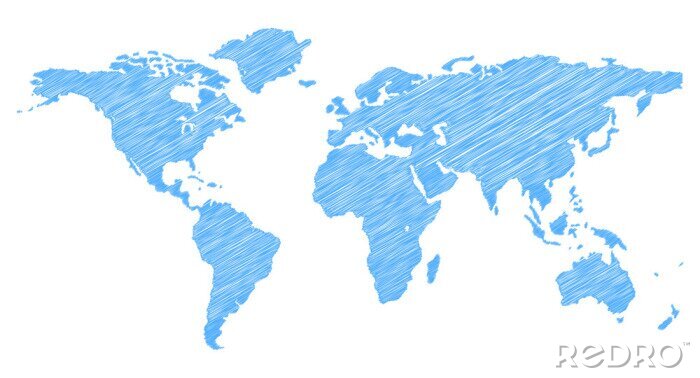 Poster Hellblaue Weltkarte mit Linien