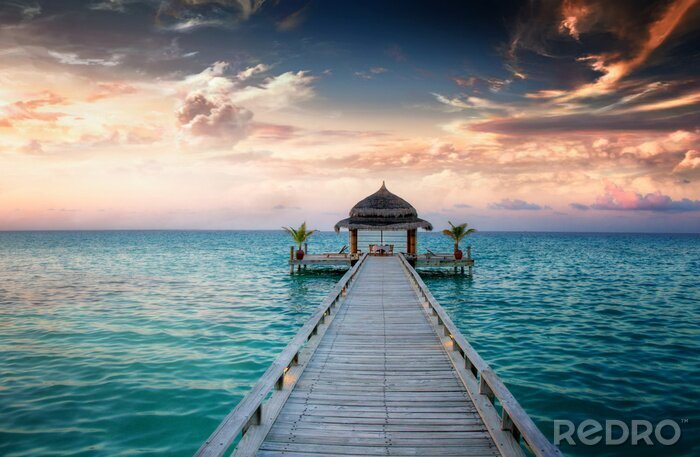 Poster Heller Steg auf den Malediven