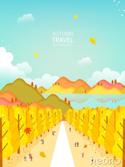Poster Herbst-Wiesen mit Bäumen