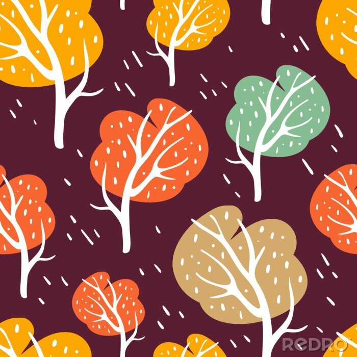 Poster Herbstmuster mit Bäumen