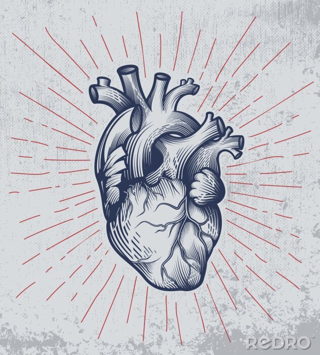 Poster Herz des Menschen auf Retro-Illustration
