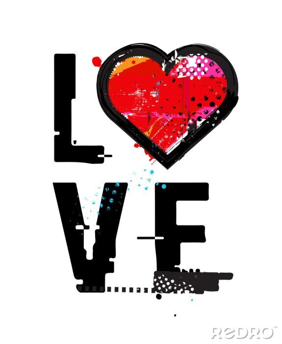 Poster Herz-Symbol in Aufschrift love