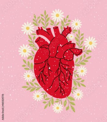 Poster Herz unter Gänseblümchen