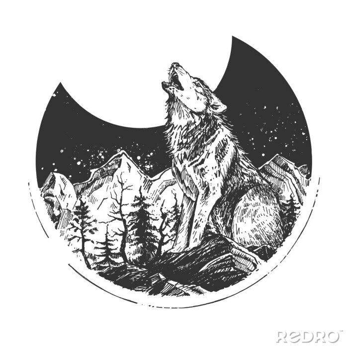 Poster Heulender Wolf