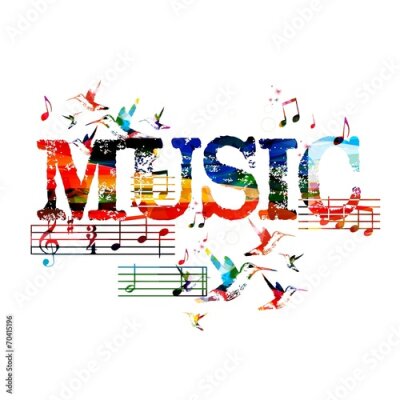 Poster Hintergrund mit farbenfroher MUSIK-Schrift