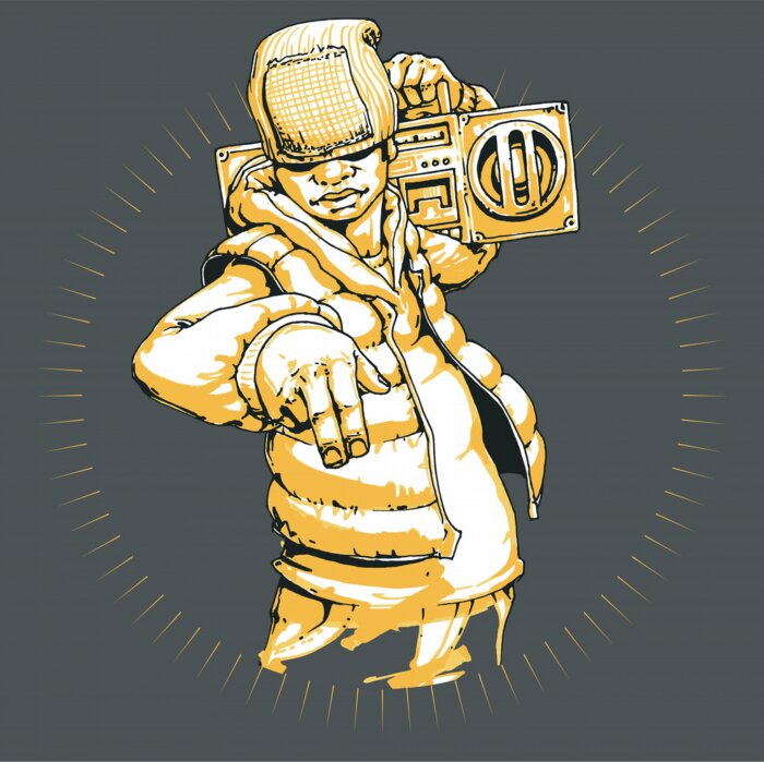 Poster Hip-Hop-Liebhaber mit Boombox