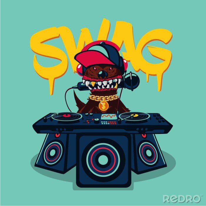 Poster Hip-Hop und Hunde-DJ