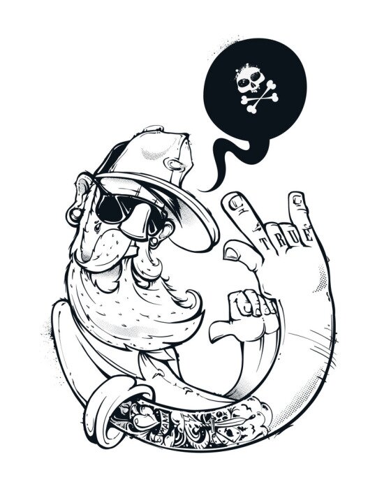 Poster Hipster auf Graffiti