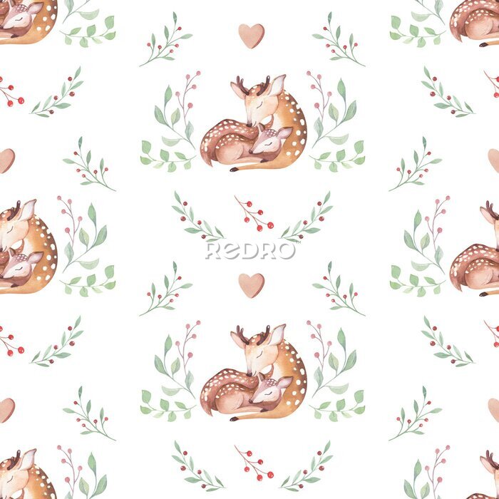 Poster Hirsch mit Mama