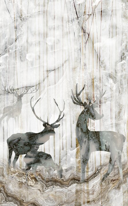 Poster Hirschillustration auf Textur