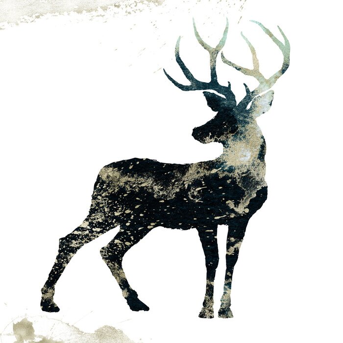 Poster Hirschumriss mit abstraktem Motiv