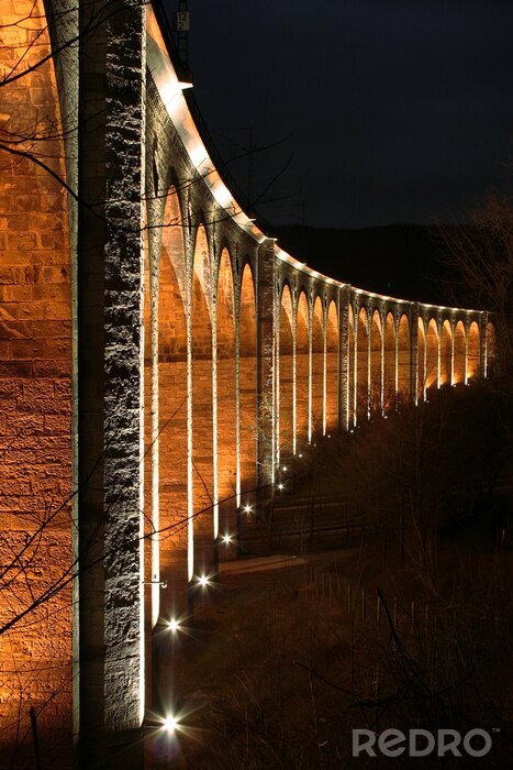 Poster Hohe Brücke mit Beleuchtung