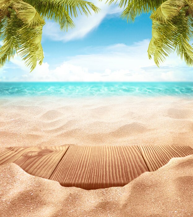 Poster Holzsteg am Strand