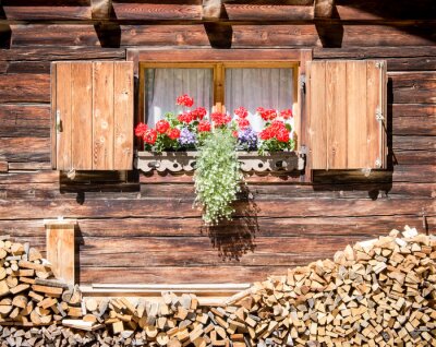 Holzstücke vor fenster