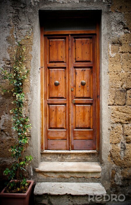 Poster Holztür im Retro-Stil