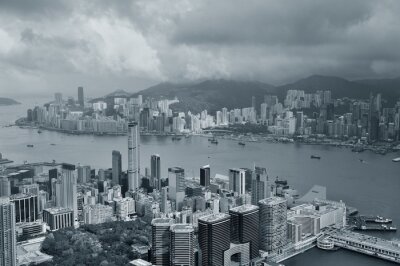 Poster Hongkong und die Skyline der Stadt