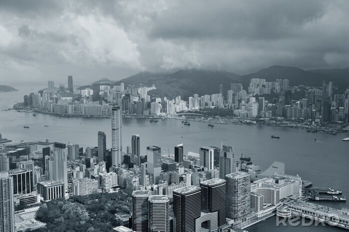 Poster Hongkong und die Skyline der Stadt