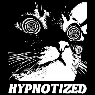 Hypnotisierte Katze mit großen Augen