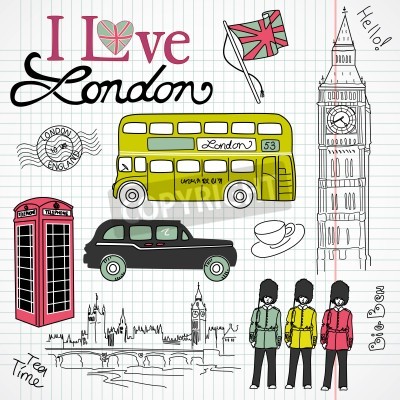 Poster I love London mit Symbolen
