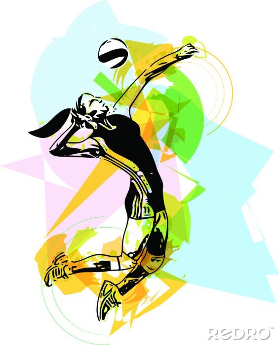 Poster Illustration der Volleyball-Spieler Spiel