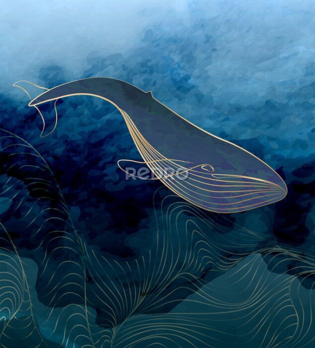 Poster Illustration der Wal-Unterwasserkunst