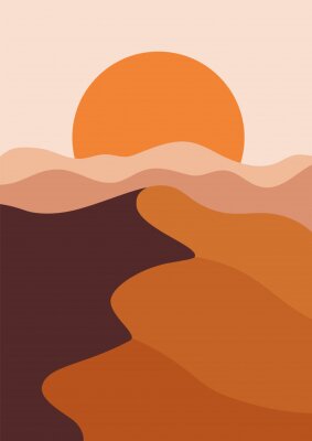 Poster Illustration des Sonnenaufgangs in der Wüste