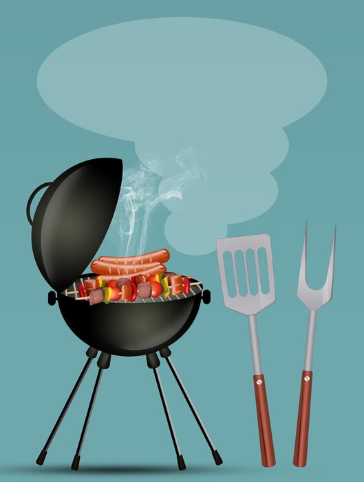 Poster Illustration einer Grillparty