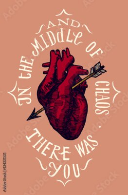 Poster Illustration eines Herzens und weißer Schriftzug