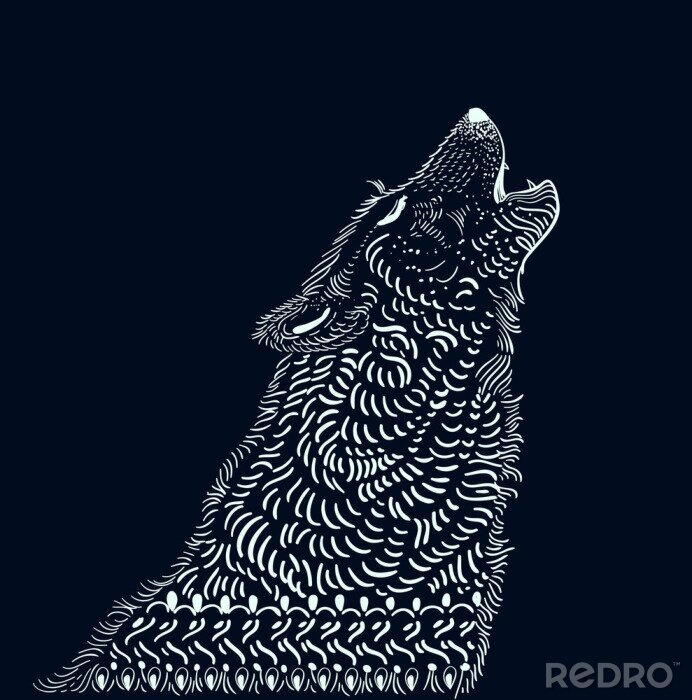 Poster Illustration eines heulenden Wolfes