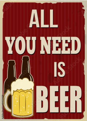 Poster Illustration im Retro-Stil mit Bier und Textslogan