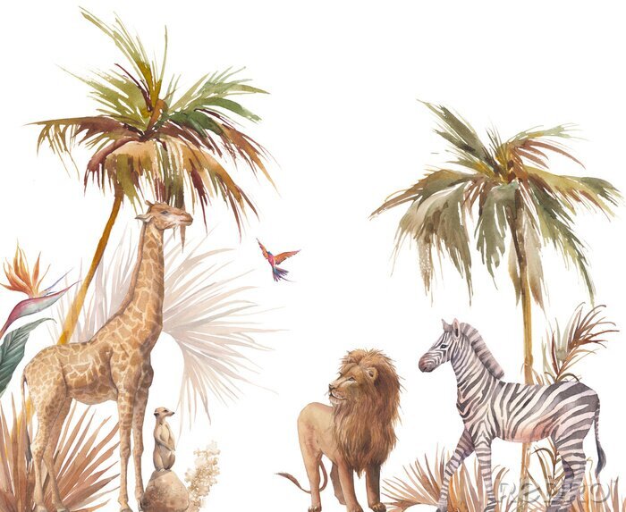 Poster Illustration mit afrikanischen Tieren